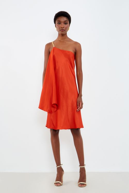 Vestido Detalhe Pontos - Laranja Terra