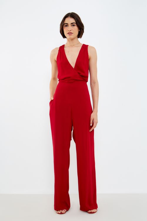 Macacão Casual Amarração - Vermelho Delfos