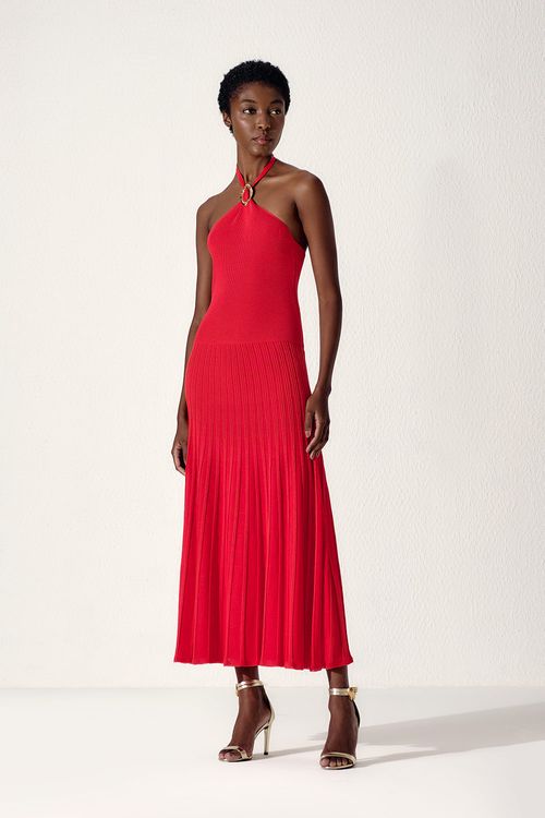 Vestido Tricot Metal - Vermelho Amare