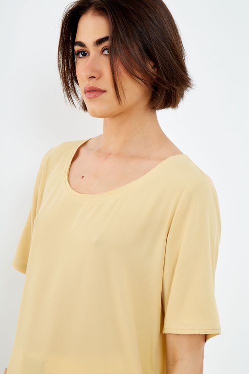 Blusa Decote Canoa - Bege Nativa