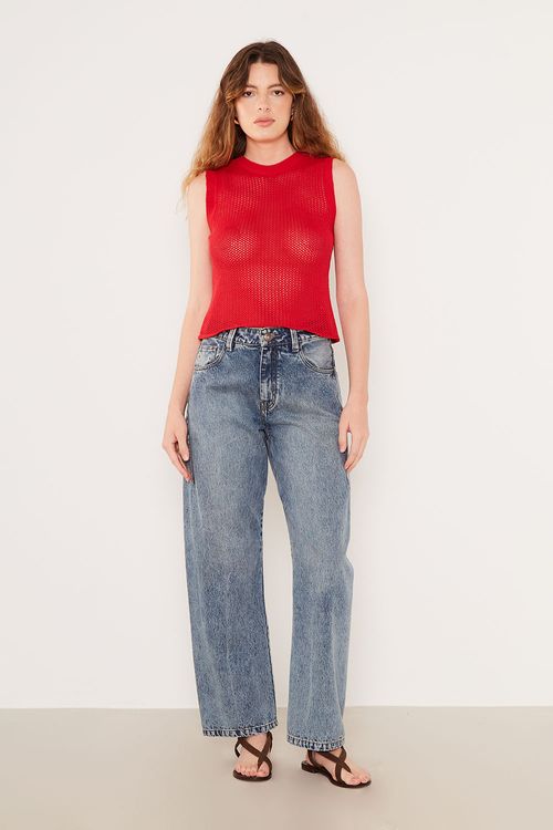 Regata Tricot Furinhos - Vermelho Amare
