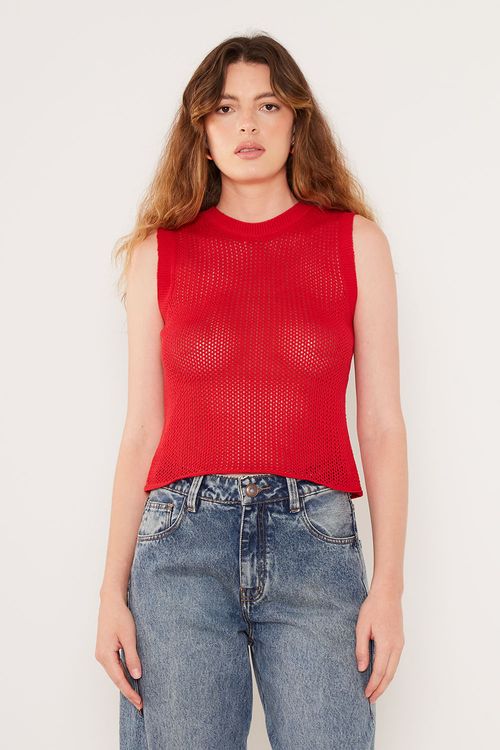 Regata Tricot Furinhos - Vermelho Amare