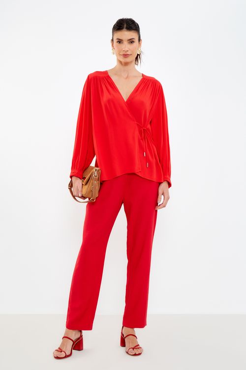 Blusa Transpasse Amarração - Vermelho Delfos