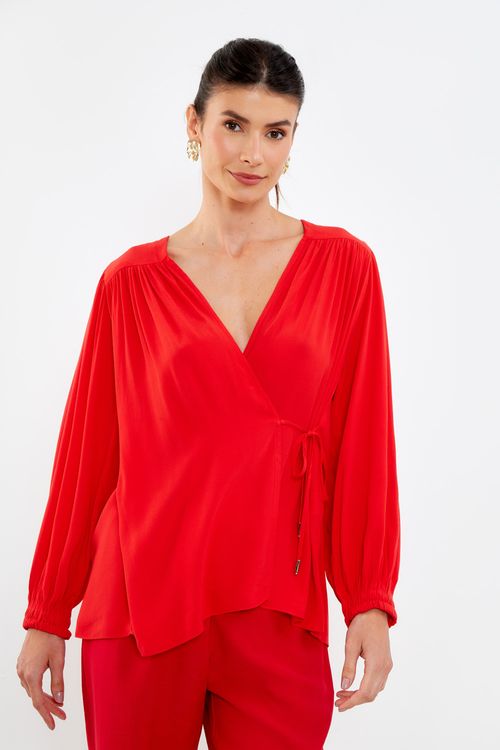 Blusa Transpasse Amarração - Vermelho Delfos