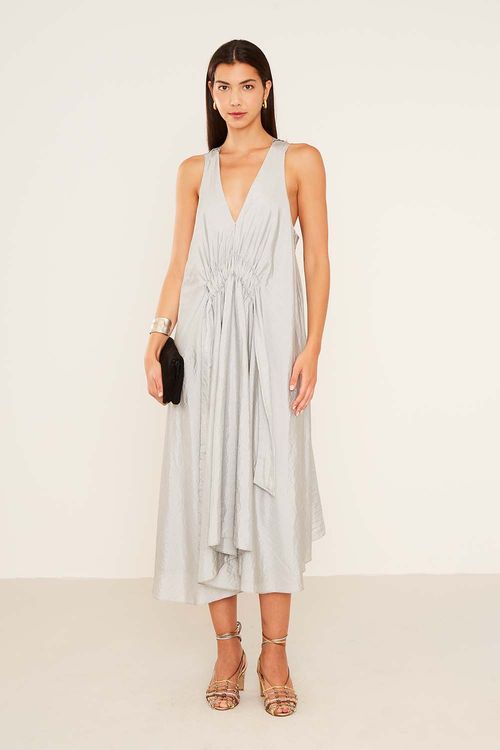 Vestido Curto Pontas - Prata