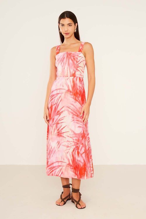 Vestido Midi Estampa Palmeiras Alça - Est Palmeiras