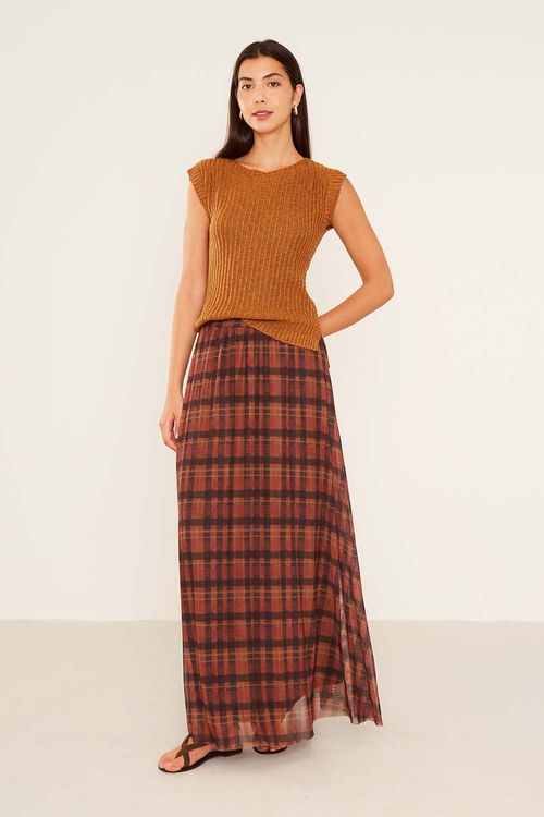 Blusa Tricot Canelada Mescla - Cru