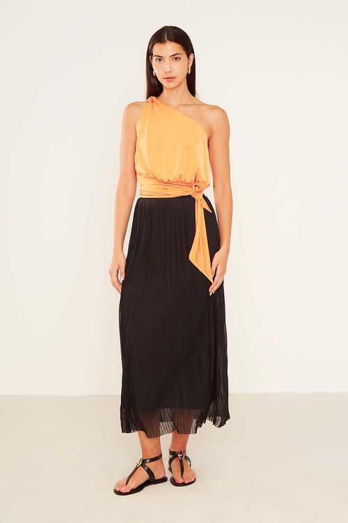 Blusa Malha Fluida Ombro Só - Laranja Organico
