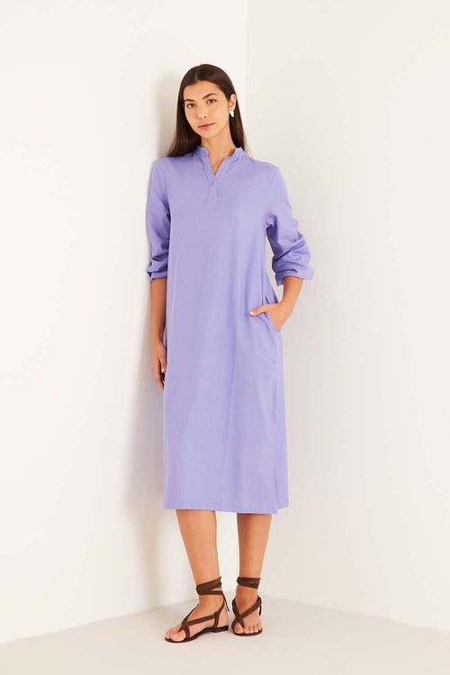 Vestido Midi Abertura Lateral - Violeta Quartz