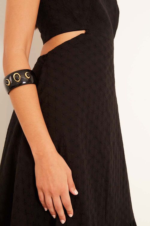 Pulseira Resina Oval Pedra - Preto