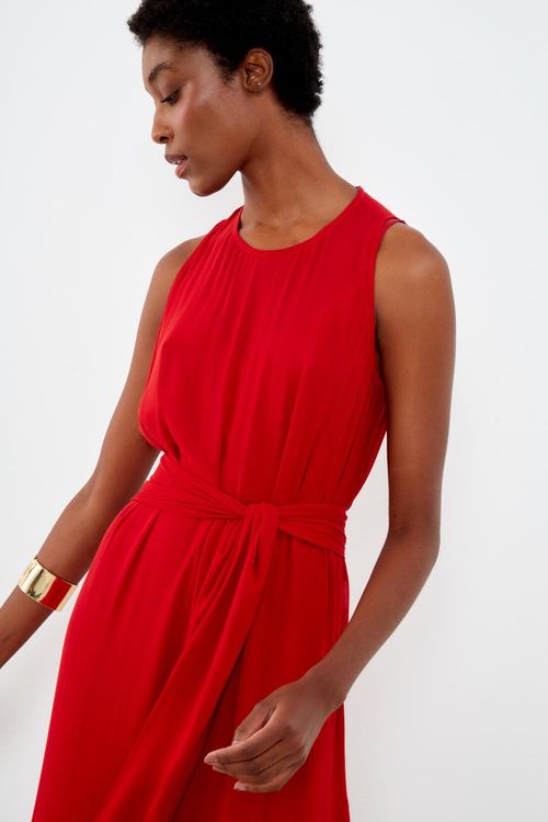 Vestido Longo Pontos - Vermelho Delfos