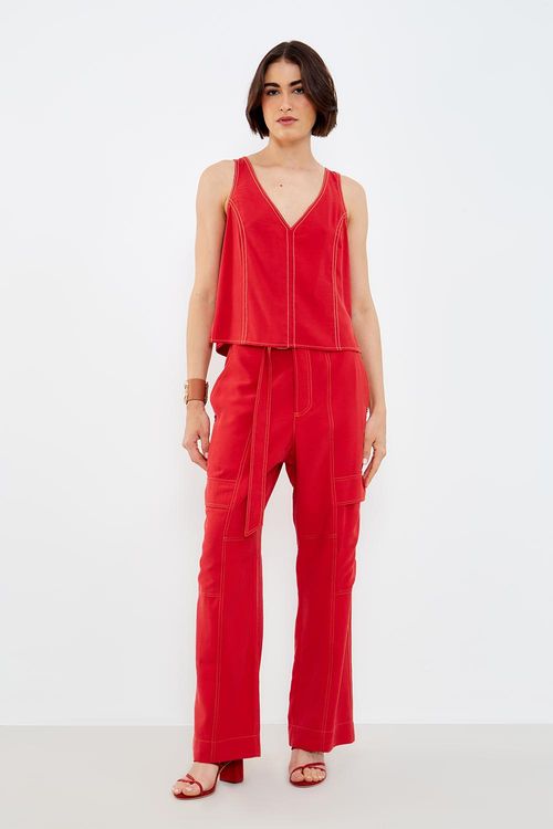 Blusa Tecido Decote u - Vermelho Delfos