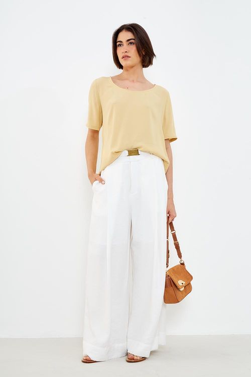 Blusa Basic Decote Canoa - Bege Nativa