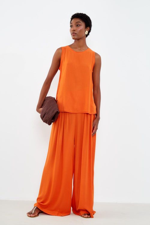 Regata Casual Decote v - Laranja Organico