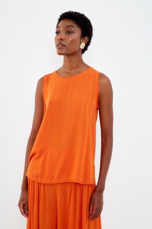 Regata Casual Decote v - Laranja Organico