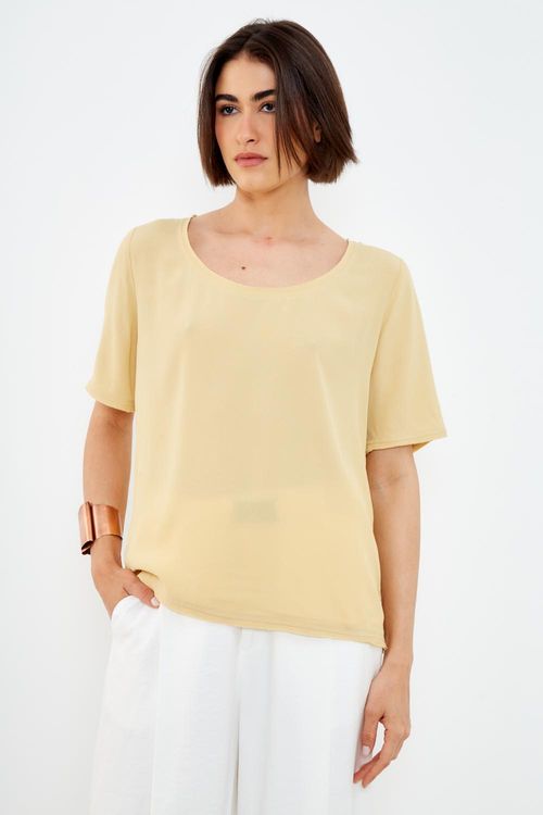 Blusa Basic Decote Canoa - Bege Nativa