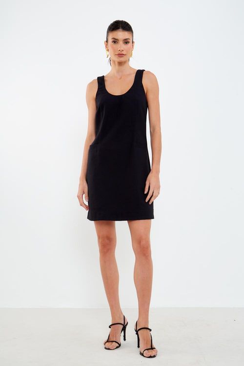 Vestido Curto Textura - Preto