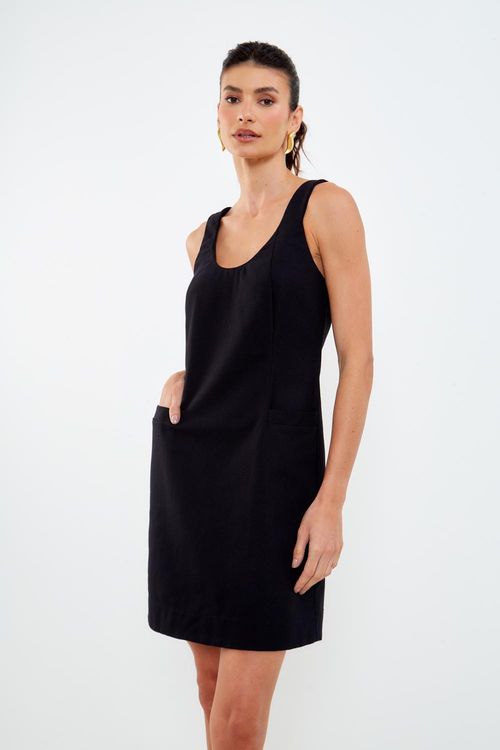 Vestido Curto Textura - Preto