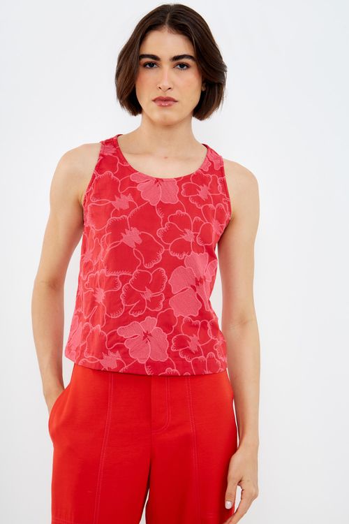 Blusa Bordado Éden - Vermelho/Rosa