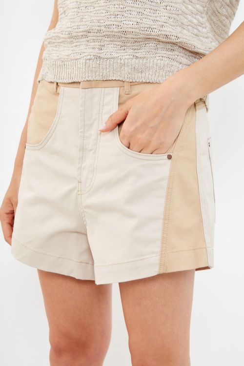 Short Sarja Bicolor - Bege