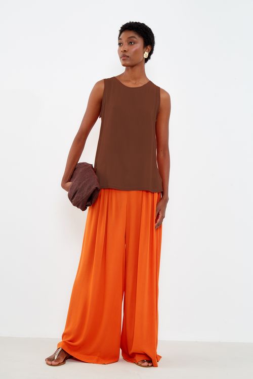 Regata Casual Decote v - Cobre Flame