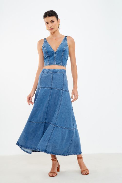 Top Jeans Decote v - Jeans