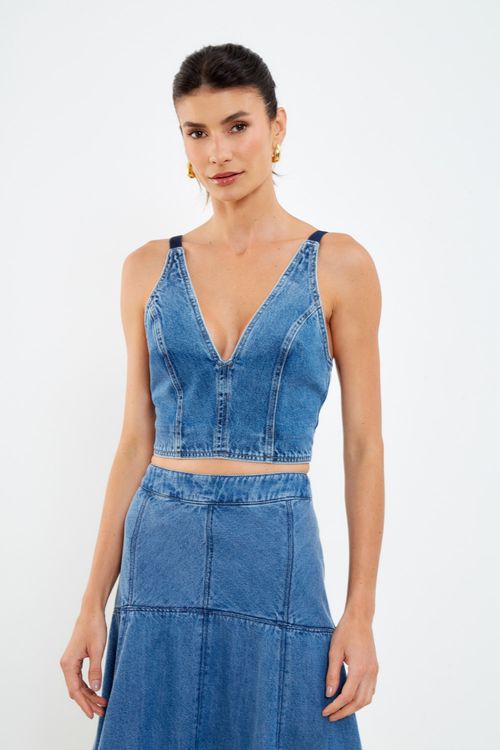 Top Jeans Decote v - Jeans