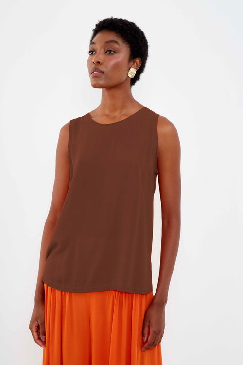 Regata Casual Decote v - Cobre Flame