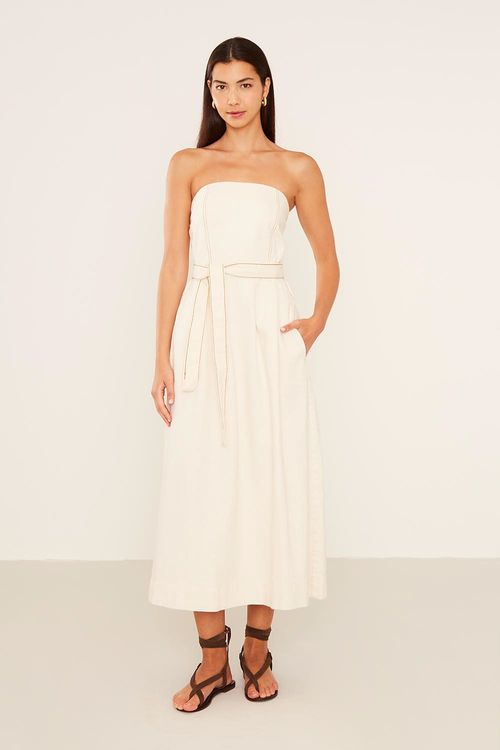 Vestido Sarja Midi - Cru