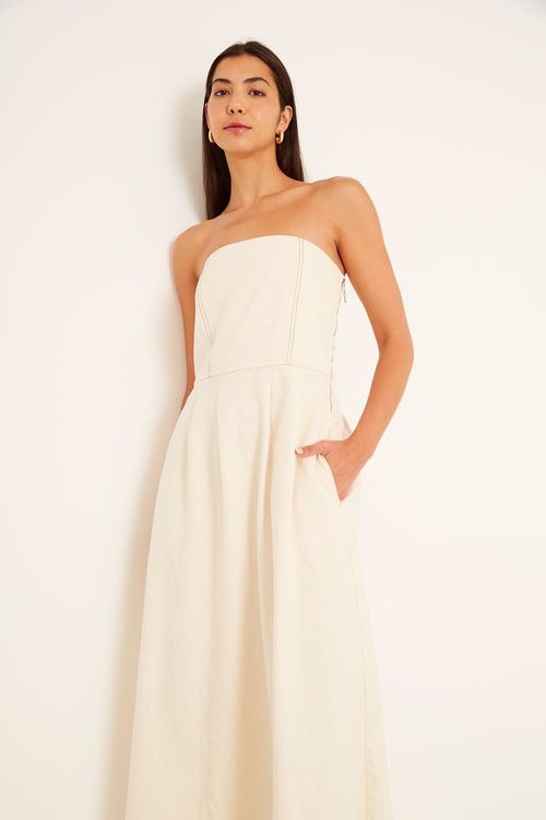 Vestido Sarja Midi - Cru