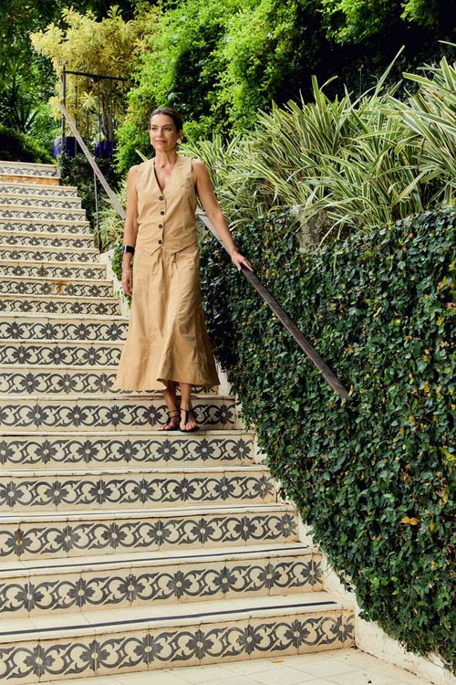 Saia Techno Recortes Midi - Bege