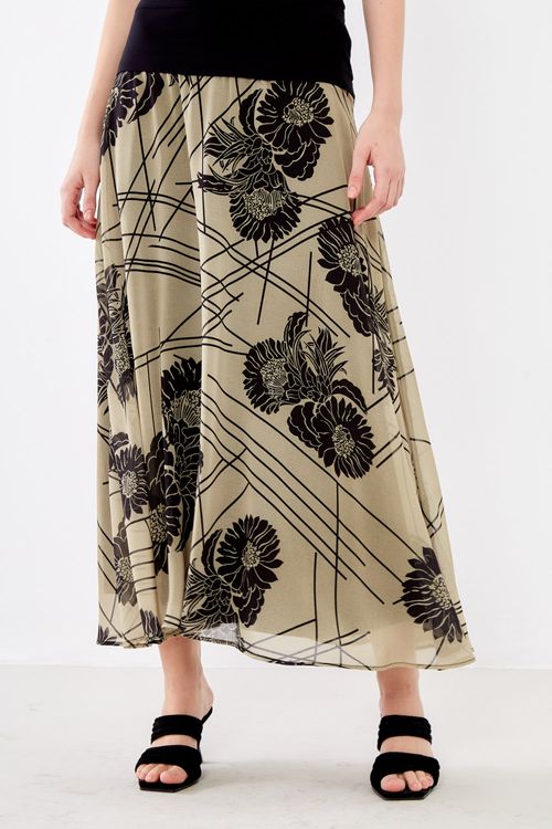 Saia Midi Estampa Brun Off - Est Brun Off