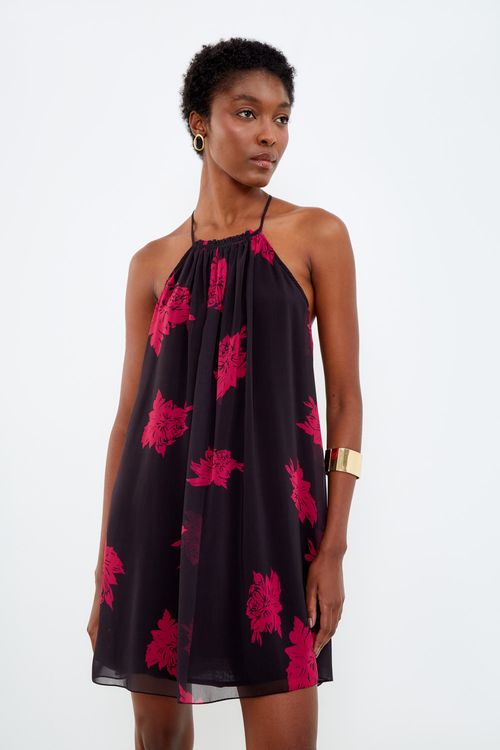 Vestido Curto Estampa Peônia - Est Peonia