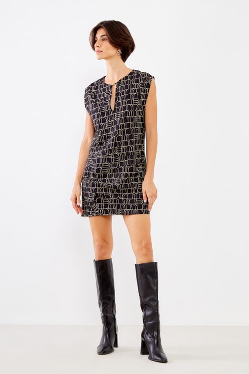 Vestido Curto Estampa Sena Black - Est Sena Black