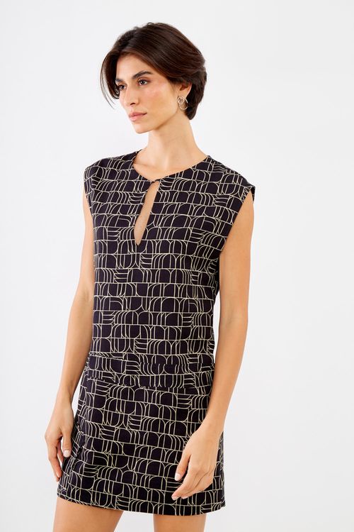 Vestido Curto Estampa Sena Black - Est Sena Black