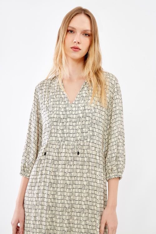 Vestido Midi Estampa Sena Off - Est Sena Off Mini