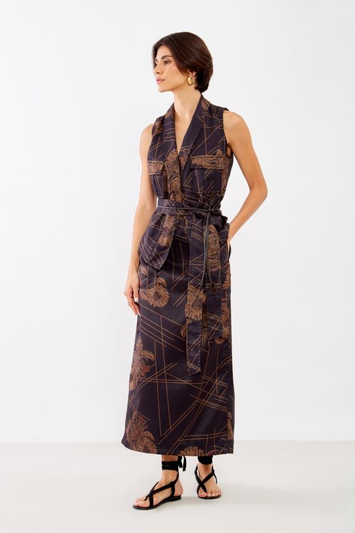 Saia Midi Estampa Brun - Est Brun