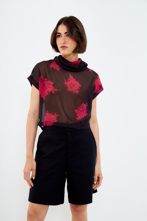 Blusa Sem Manga Estampa Peônia - Est Peonia