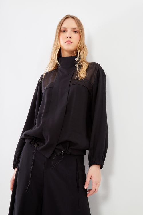 Jaqueta Mix Organza - Preto