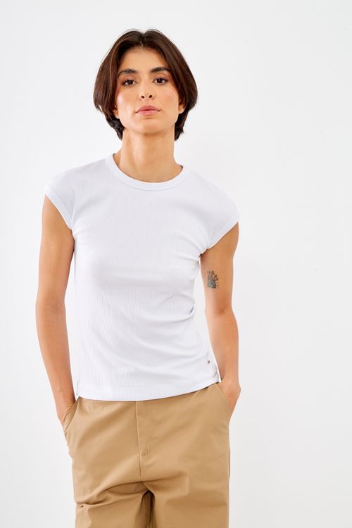 Blusa Malha Manga Curta - Branco