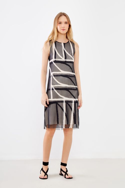 Vestido Tule Estampa Sena Maxi - Est Sena Maxi Black