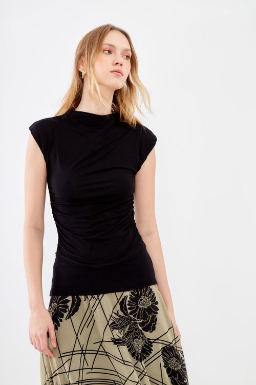 Blusa Malha Manga Tee - Preto