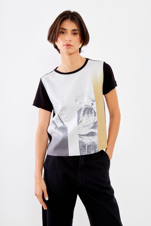 Blusa Malha Silk Lótus - Preto