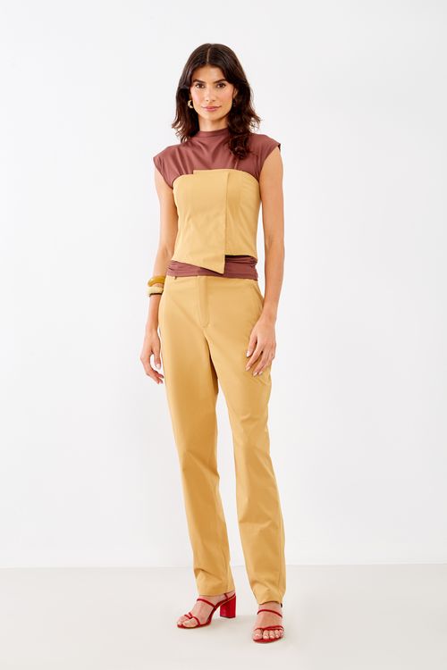 Blusa Malha Manga Tee - Marrom Mocha