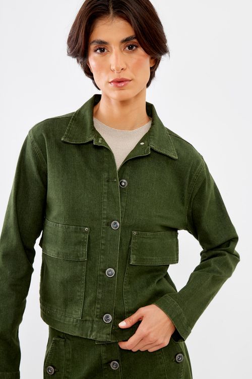 Jaqueta Sarja Bolso - Verde Military