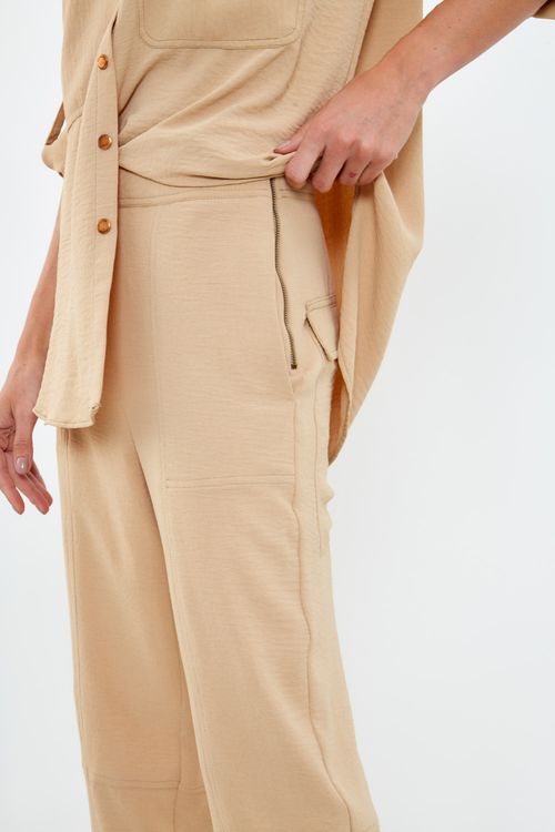 Calça Jacquard Casual - Bege Nativa