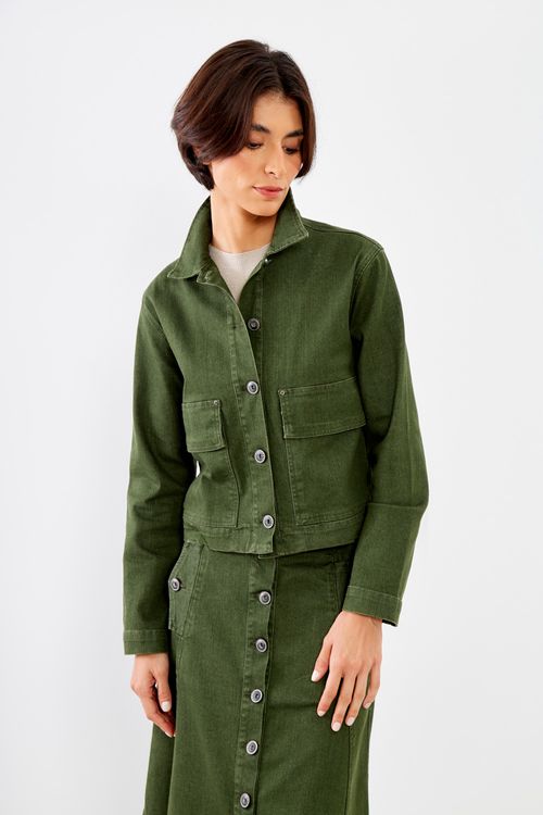 Jaqueta Sarja Bolso - Verde Military