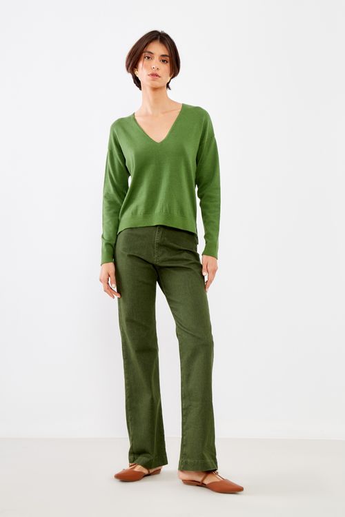 Calça Sarja Cós Alfaiate - Verde Military