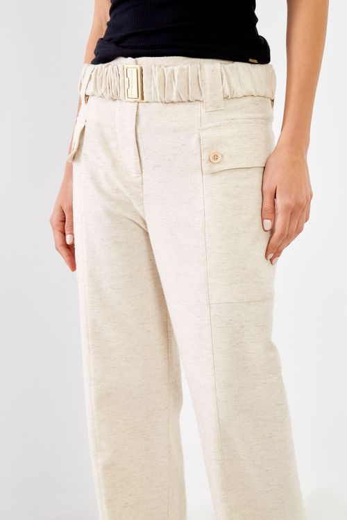Calça Alfaiataria Cinto - Cru