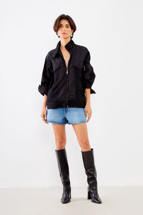 Short Jeans Detalhe Entremeio - Jeans